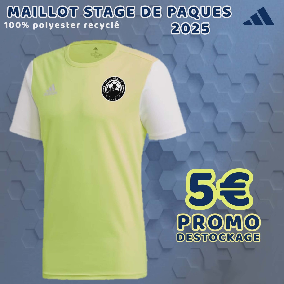 DESTOCKAGE TENUE DE STAGE 2025: Maillot Adidas jaune et blanc 