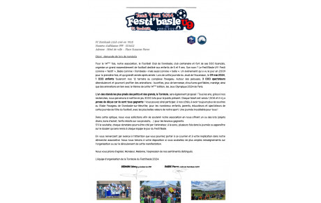 Recherche de lots pour la grande tombola du Festi'Basle