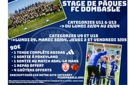 Inscriptions Stage de Pâques